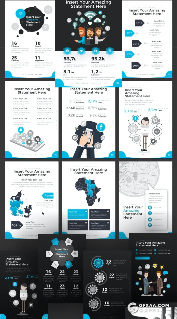 80页竖版移动设备创意商务风格企业介绍工作汇报项目介绍PPT模板11种主题配色 - 顶尖PPT