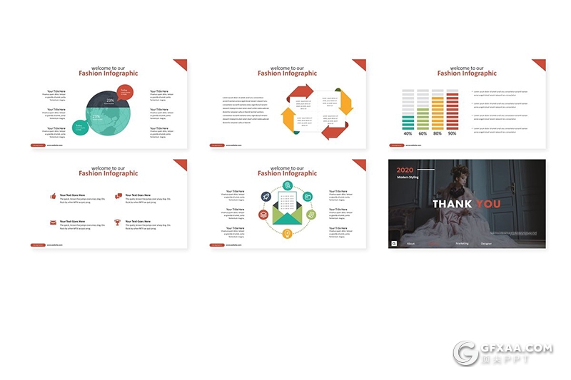 30页时尚服装展女性服装市场分析调研Google slides模板5种主题配色 - 顶尖PPT
