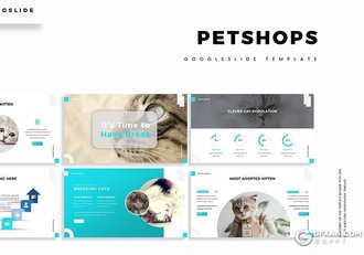 30页扁平化简约风格宠物介绍展示宠物市场分析Google slides模板5种主题配色 - 顶尖PPT