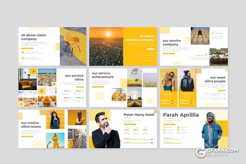 30页扁平化商务多用途Google slides模板5种主题配色 - 顶尖PPT