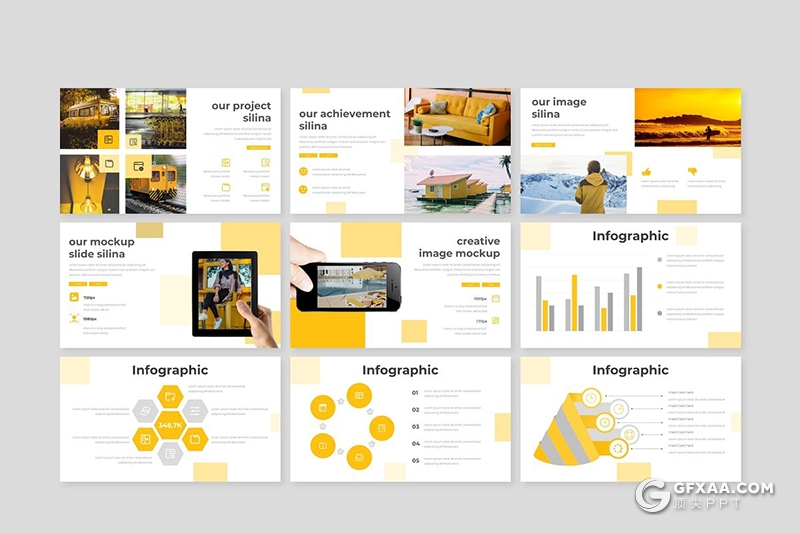 30页扁平化商务多用途Google slides模板5种主题配色 - 顶尖PPT