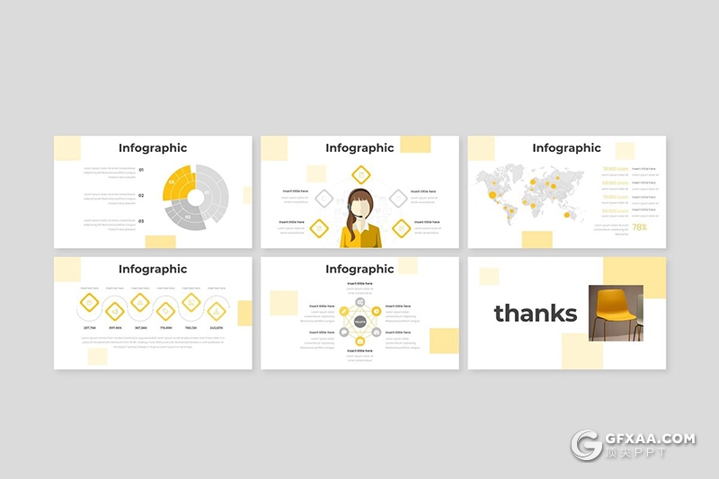 30页扁平化商务多用途Google slides模板5种主题配色 - 顶尖PPT