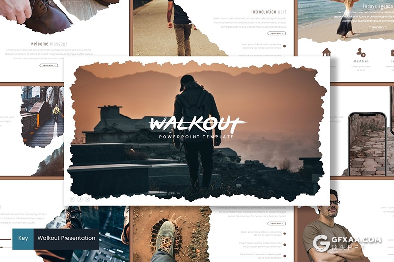 30页商务风格创意毛边图片占位符简约多用途keynote模板5种主题配色 - 顶尖PPT