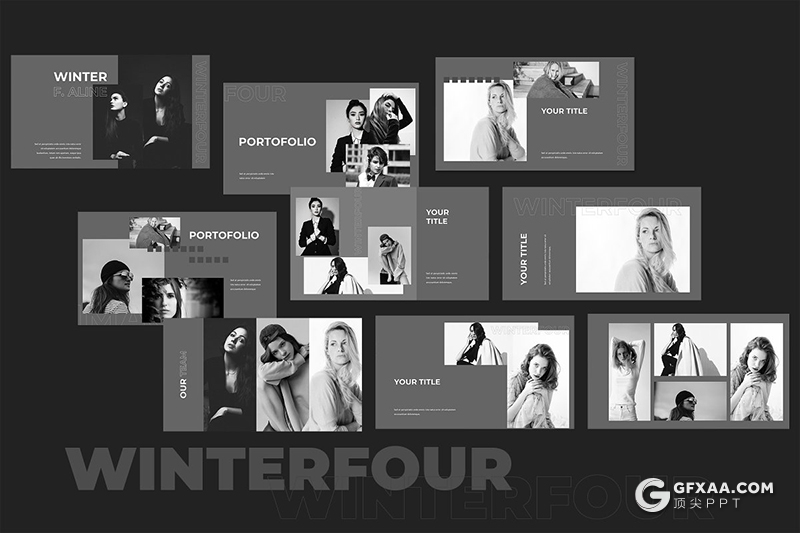 40页黑色简约时尚模特摄影写真keynote模板 - 顶尖PPT