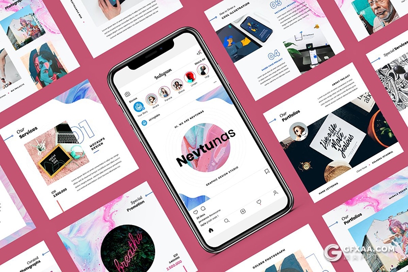 30页方形ppt模板社交朋友圈ppt九宫格图社交平台宣传keynote模板 - 顶尖PPT