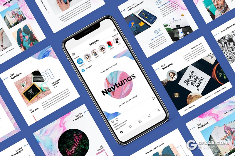 30页方形模板社交朋友圈九宫格图社交平台宣传keynote模板 - 顶尖PPT