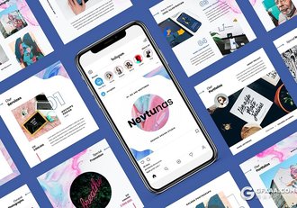 30页方形模板社交朋友圈九宫格图社交平台宣传keynote模板 - 顶尖PPT