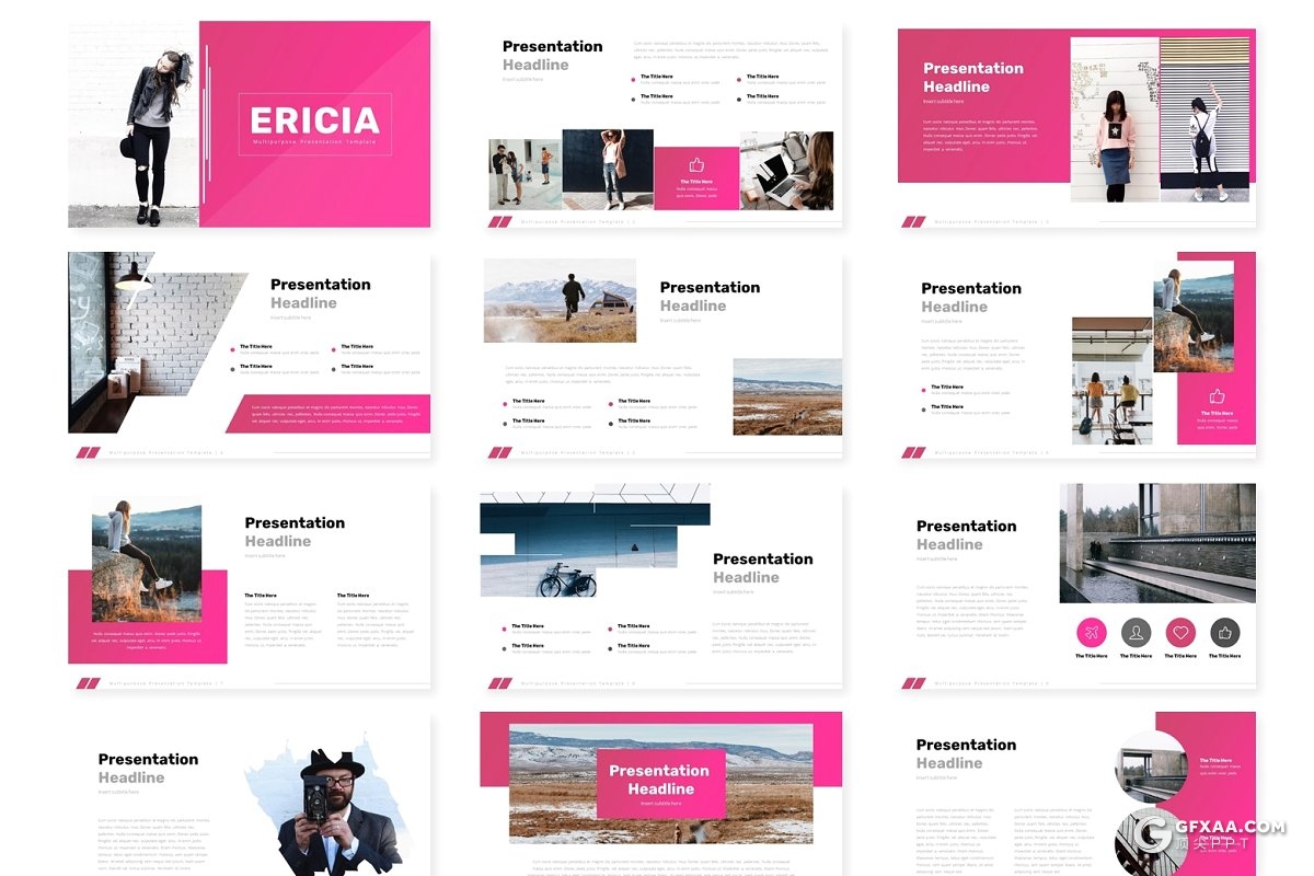 30页欧美简约时尚文艺范多用途Google slides模板5种主题配色 - 顶尖PPT