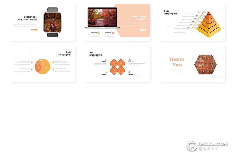 30页秋季枫叶摄影图片展示Google slides模板5种主题配色 - 顶尖PPT