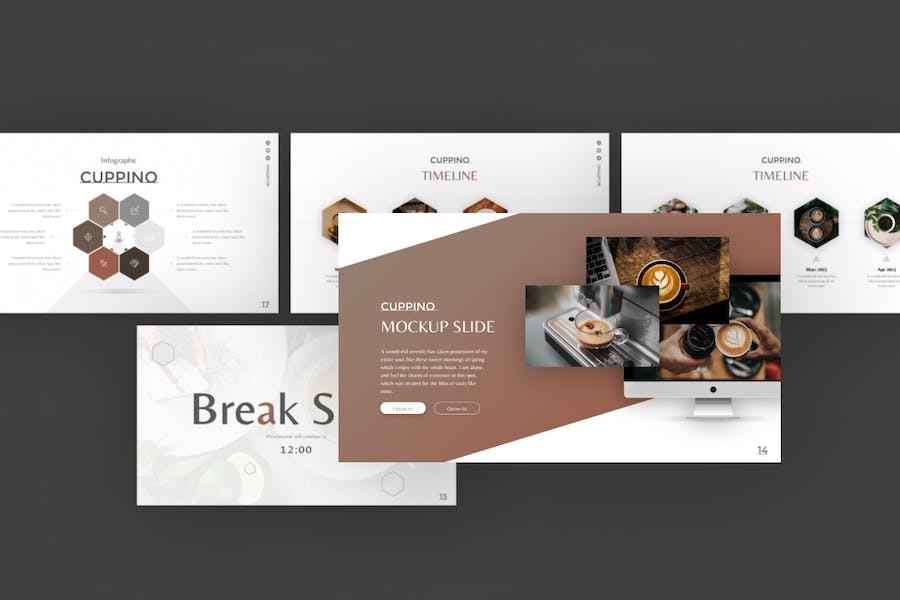 小清新咖啡产品下午茶宣传介绍PPT模板 - 顶尖PPT