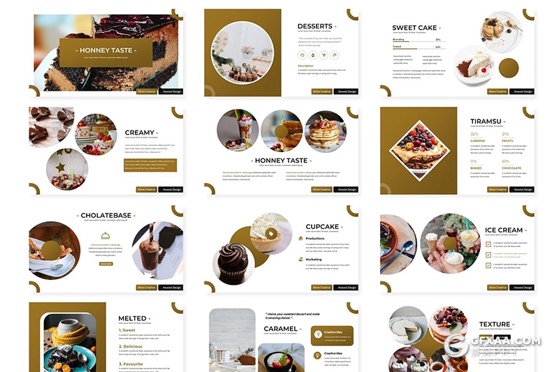 30页糕点美食行业产品展示介绍市场分析通用PPT模板5种主题配色 - 顶尖PPT