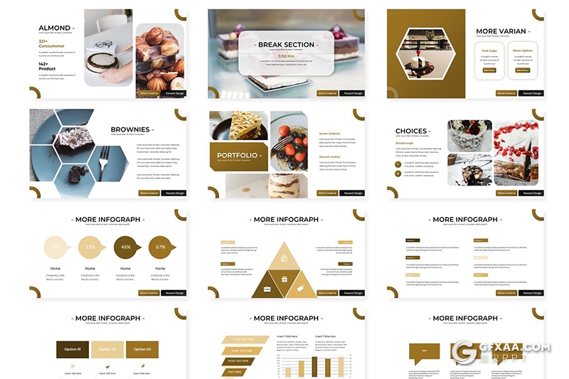 30页糕点美食行业产品展示介绍市场分析通用PPT模板5种主题配色 - 顶尖PPT