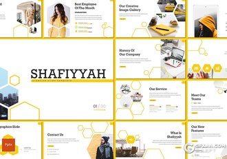 30页创意六边形组合设计商务多用途PPT模板5种主题配色 - 顶尖PPT