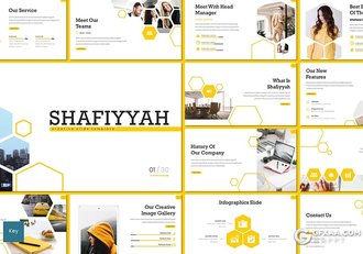 30页创意六边形组合设计商务多用途keynote模板5种主题配色 - 顶尖PPT