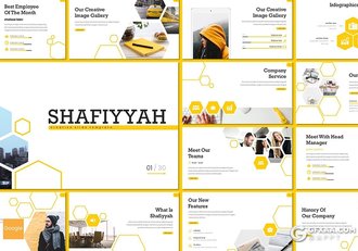 30页创意六边形组合设计商务多用途Google slides模板5种主题配色 - 顶尖PPT