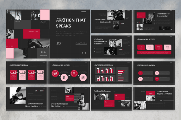 视频制作行业全流程展示专属PPT模板 - 顶尖PPT