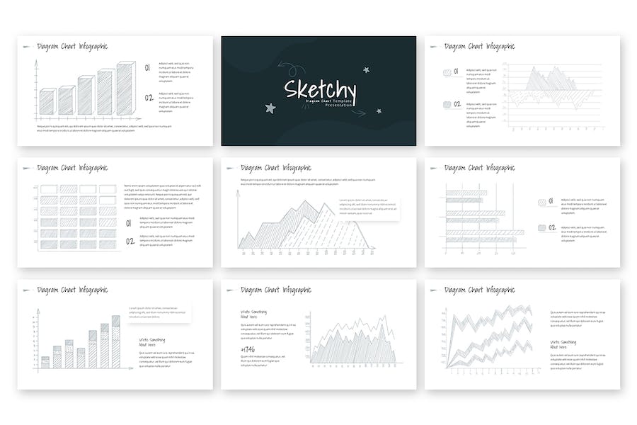 草绘风格数据图形keynote模板 - 顶尖PPT