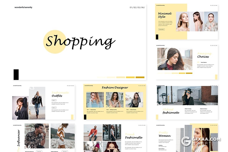 30页欧式简约风格电子商务服装购物市场分析统计PPT模板5种主题配色 - 顶尖PPT