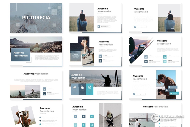 30页户外旅游运动主题PPT模板5种主题配色 - 顶尖PPT