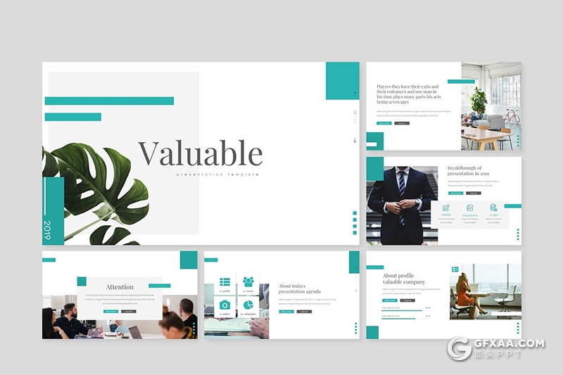 30页扁平化商务企业介绍团队介绍工作汇报总结PPT模板5种主题配色 - 顶尖PPT