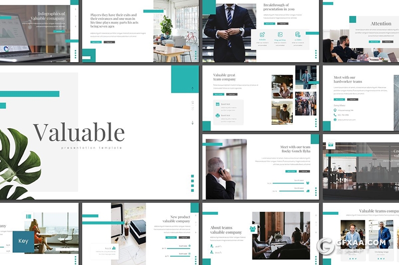 30页扁平化商务企业介绍团队介绍工作汇报总结keynote模板5种主题配色 - 顶尖PPT