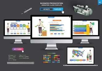 彩色商业可视化信息图形keynote模板 - 顶尖PPT