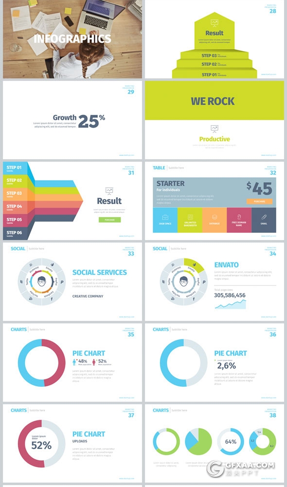 96页欧美创意数据信息图形设计商务工作计划汇报PPT模板 - 顶尖PPT