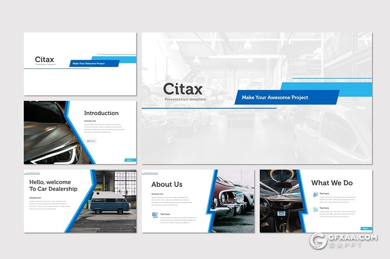 30页汽车维修服务行业主题Google slides模板5种主题配色 - 顶尖PPT