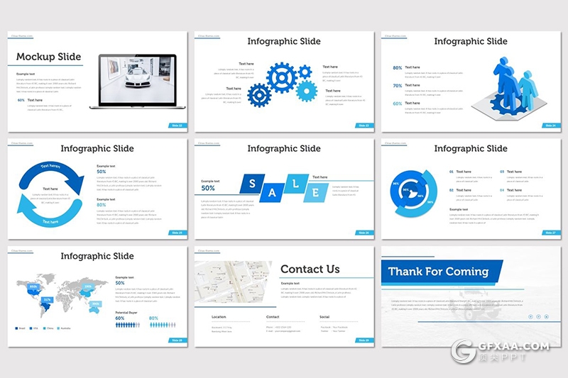 30页汽车维修服务行业主题Google slides模板5种主题配色 - 顶尖PPT