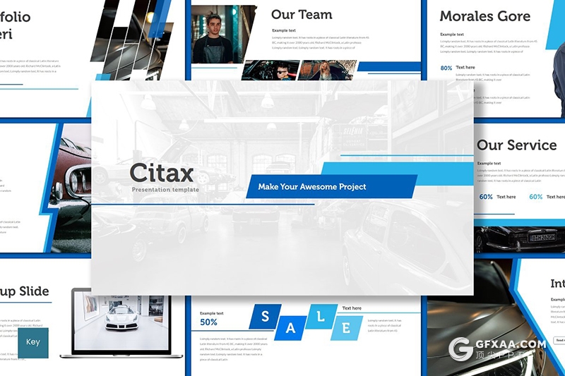 30页汽车维修服务行业主题keynote模板5种主题配色 - 顶尖PPT