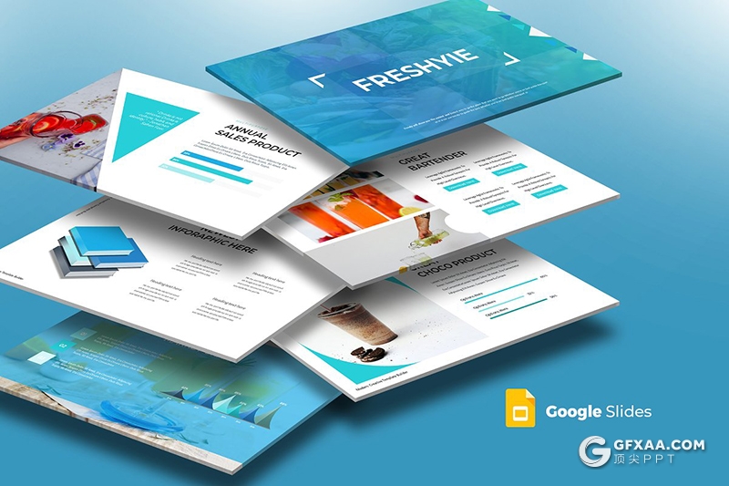 30页果蔬饮料市场分析数据统计Google slides模板5种主题配色 - 顶尖PPT