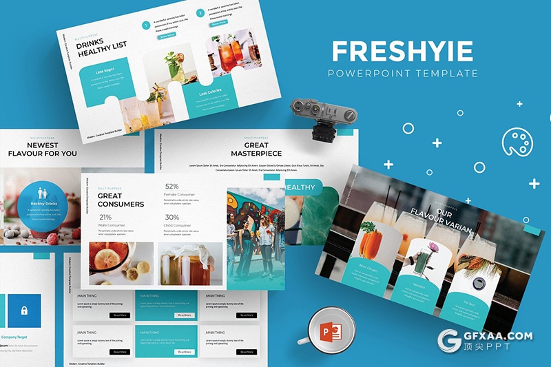 30页果蔬饮料市场分析数据统计PPT模板5种主题配色 - 顶尖PPT