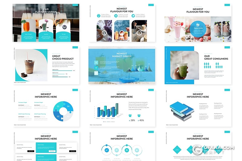 30页果蔬饮料市场分析数据统计PPT模板5种主题配色 - 顶尖PPT