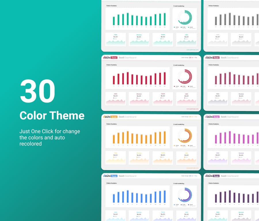 SaaS 领域仪表板报告展示PPT模板 - 顶尖PPT