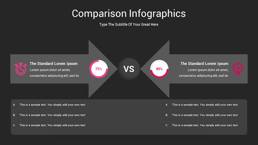 对比图表深色主题Keynote模板 - 顶尖PPT