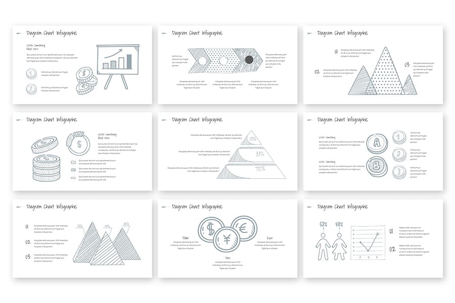 草绘风格数据图形keynote模板 - 顶尖PPT