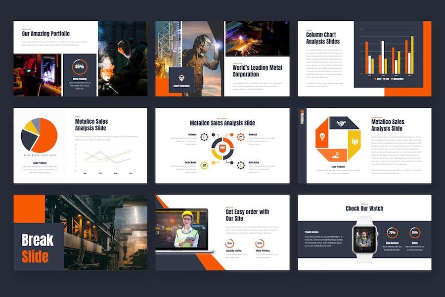 钢铁厂品牌介绍生产流程展示keynote模板 - 顶尖PPT