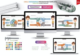 圆圈信息图表数据分析展示PPT模板 - 顶尖PPT