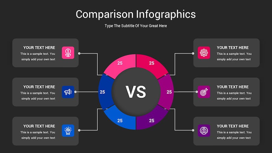 对比图表深色主题Keynote模板 - 顶尖PPT