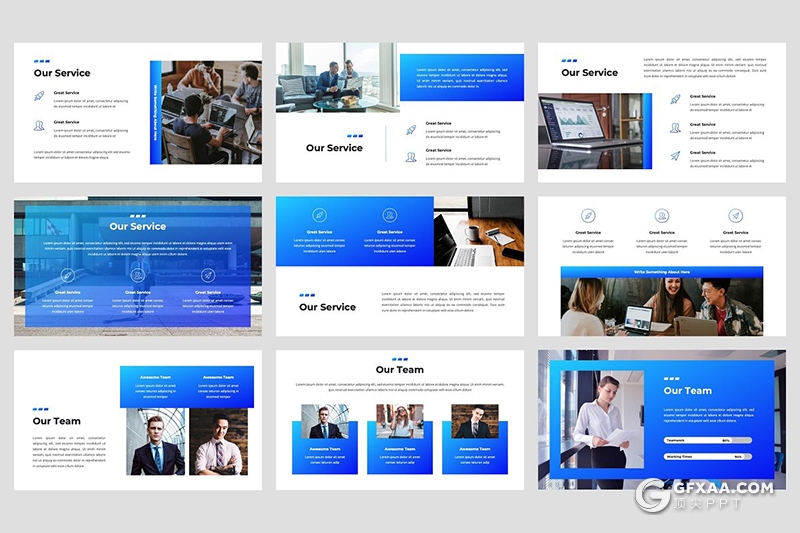 36页商务风格企业团队介绍项目业务介绍展示PPT模板 - 顶尖PPT