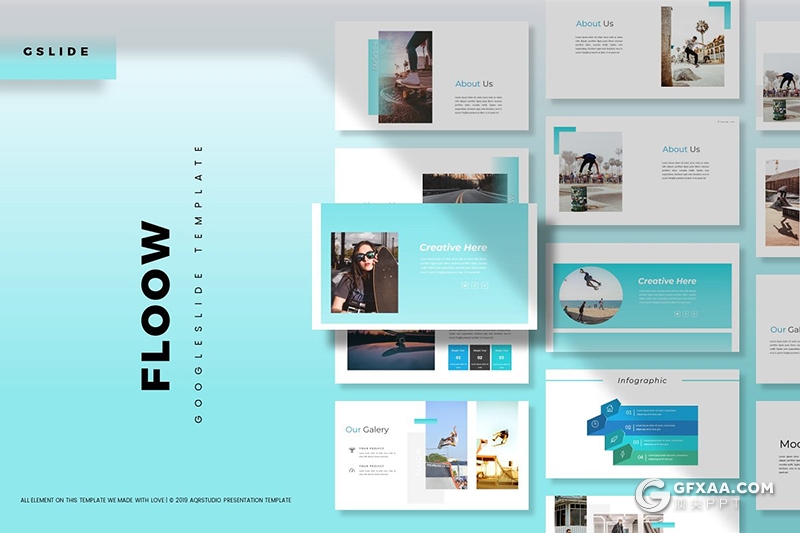 50页国外简约风格商务工作汇报总结通用Google slides模板5种主题配色 - 顶尖PPT