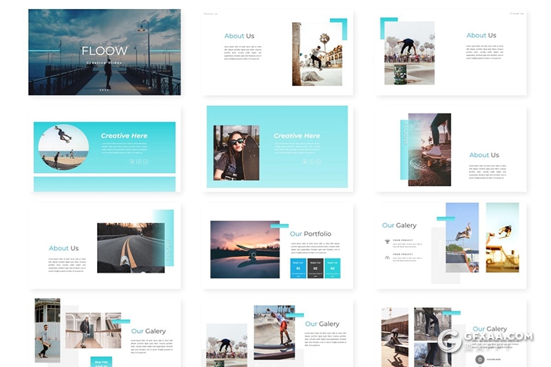 50页国外简约风格商务工作汇报总结通用PPT模板5种主题配色 - 顶尖PPT