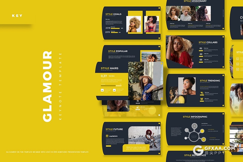 30页创意版式设计魅力女性行业主题keynote模板5种配色主题 - 顶尖PPT