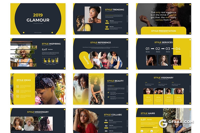 30页创意版式设计魅力女性行业主题keynote模板5种配色主题 - 顶尖PPT