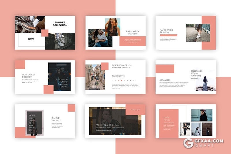 80页粉色时尚服装秀女性行业主题PPT模板 - 顶尖PPT
