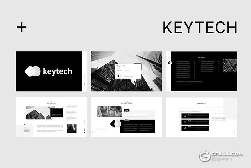 50页黑白简约公司团队介绍项目合作展示多用途keynote模板 - 顶尖PPT