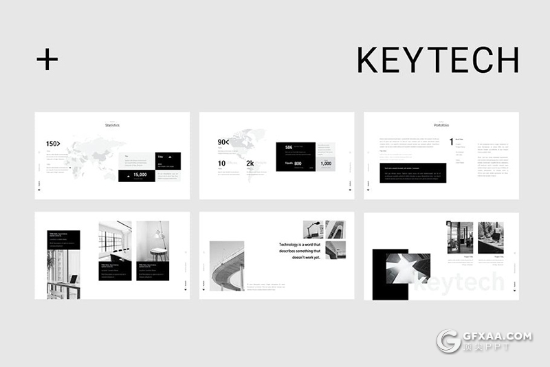 50页黑白简约公司团队介绍项目合作展示多用途keynote模板 - 顶尖PPT