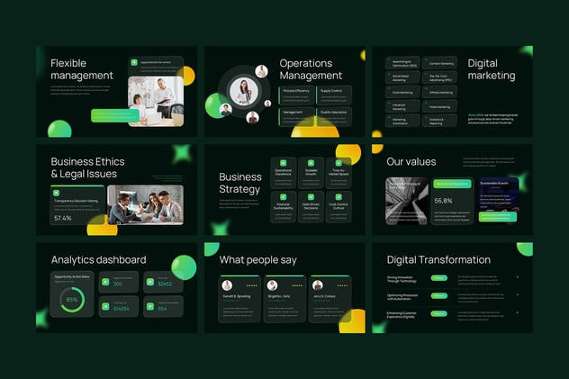 玻璃形态商业商务PPT模板 - 顶尖PPT