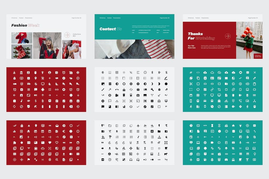 扁平化时尚圣诞节活动主题国外PPT模板 - 顶尖PPT