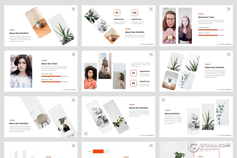 30页文艺小清新风格室内盆栽植物介绍展示Google slides模板 - 顶尖PPT